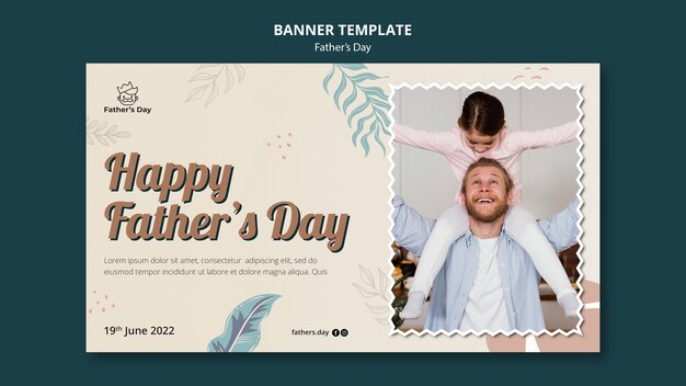 Modelo de design de banner de dia dos pais de design plano