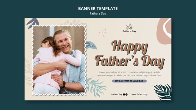 Modelo de design de banner de dia dos pais de design plano