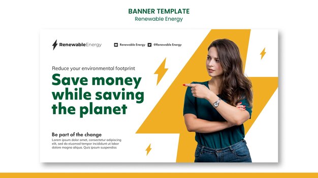 Modelo de design de banner de energia renovável