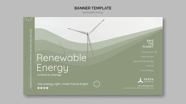 Modelo de design de banner de energia renovável