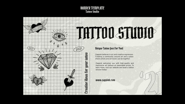 PSD grátis modelo de design de banner de estúdio de tatuagem