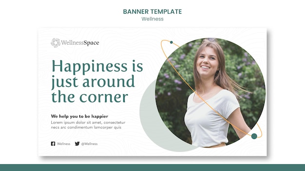 Modelo de design de banner de felicidade e bem-estar
