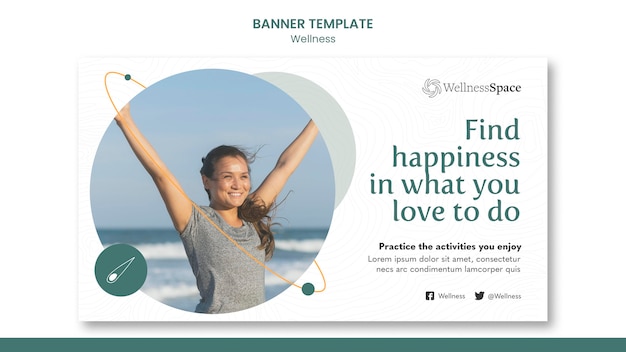 Modelo de design de banner de felicidade e bem-estar