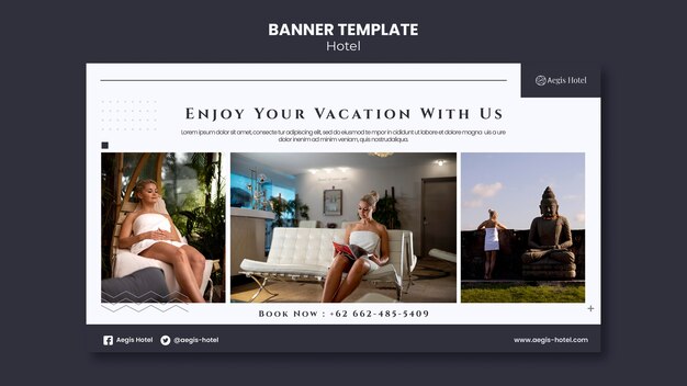 Modelo de design de banner de hotel