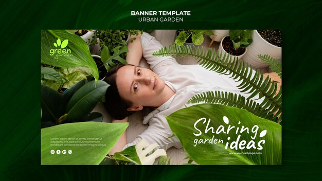 Modelo de design de banner de jardim urbano