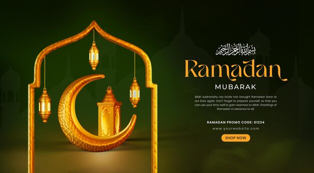 PSD grátis modelo de design de banner de mídia social ramadan mubarak 3d