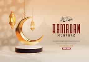 PSD grátis modelo de design de banner de mídia social ramadan mubarak 3d