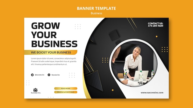 Modelo de design de banner de negócios realista