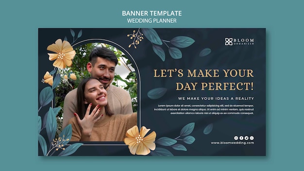 Modelo de design de banner de planejador de casamento