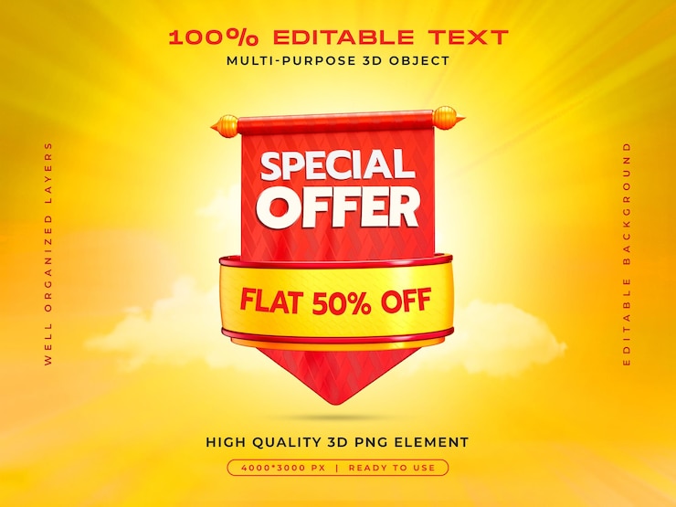 PSD grátis modelo de design de banner de promoção de insígnia de oferta especial