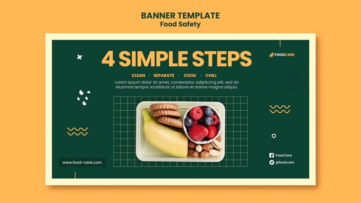 PSD grátis modelo de design de banner de segurança alimentar