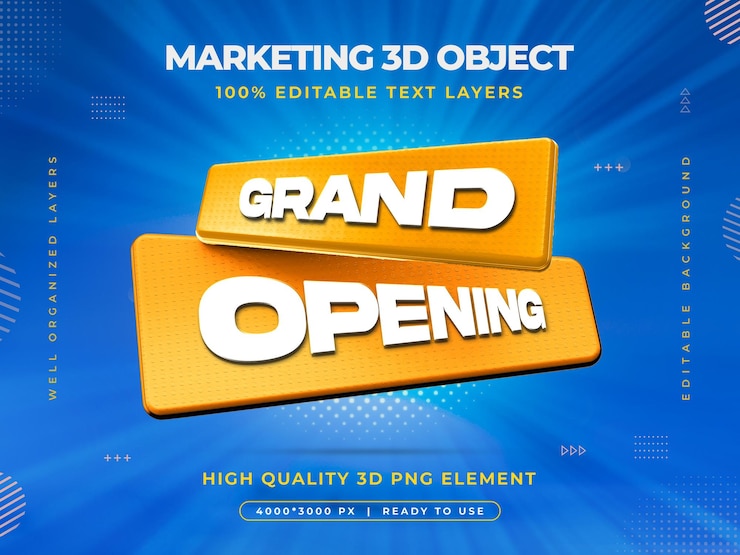 PSD grátis modelo de design de banner de venda de abertura com efeito de texto editável