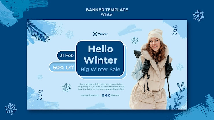 PSD grátis modelo de design de banner de venda de inverno