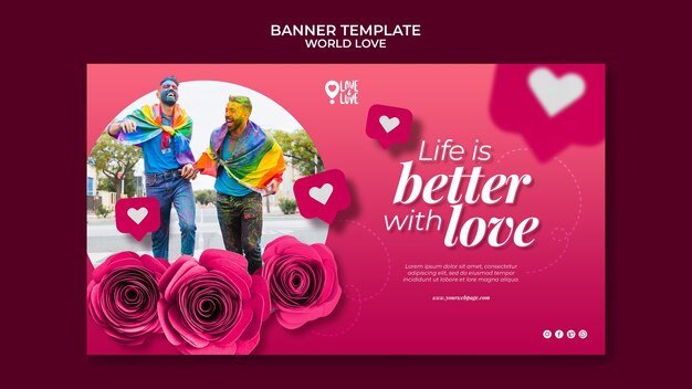 Modelo de design de banner do amor mundial