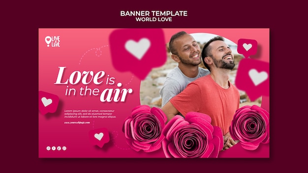 Modelo de design de banner do amor mundial