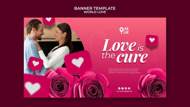 Modelo de design de banner do amor mundial