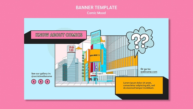 Modelo de design de banner em quadrinhos