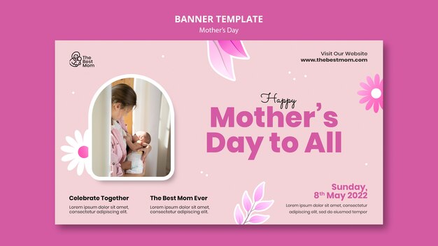 Modelo de design de banner floral do dia das mães