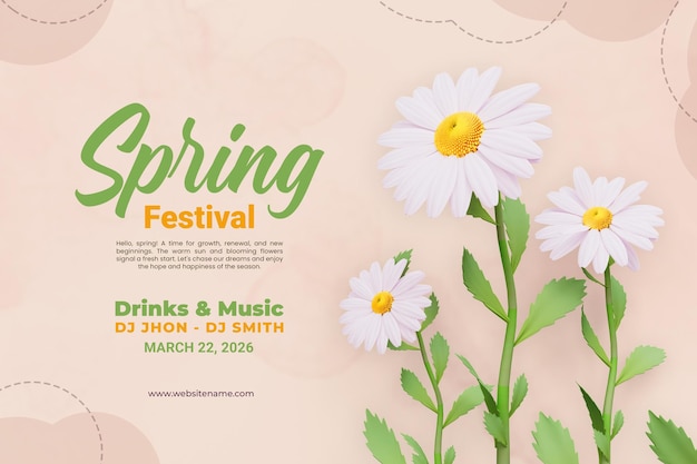 Modelo de design de banner floral do festival da primavera