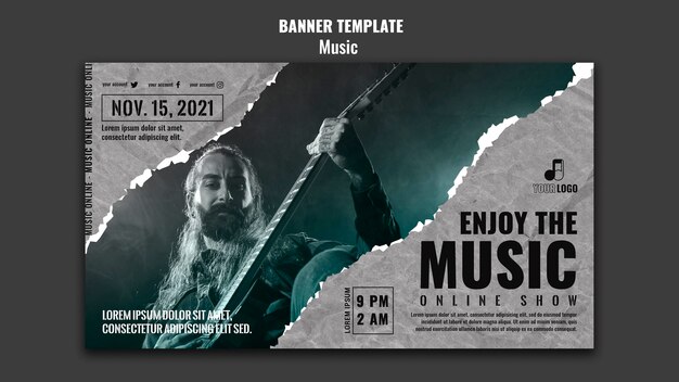 Modelo de design de banner musical