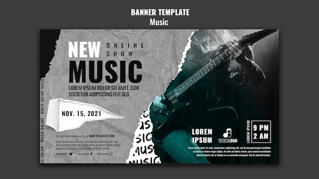 Modelo de design de banner musical
