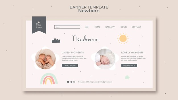 Modelo de design de banner para bebê recém-nascido