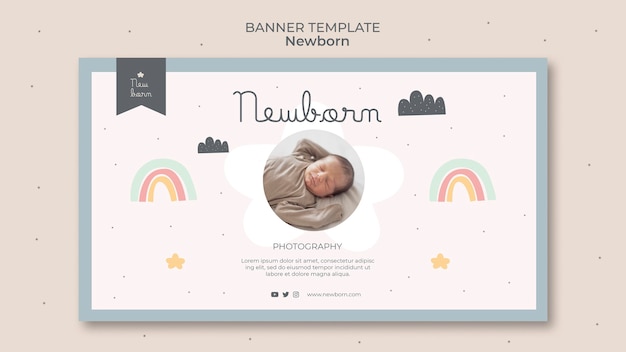 Modelo de design de banner para bebê recém-nascido