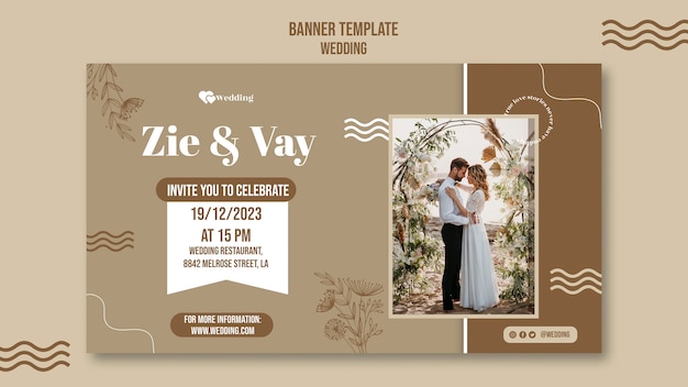 Modelo de design de banner para casamento