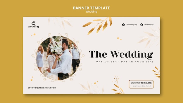 Modelo de design de banner para casamento