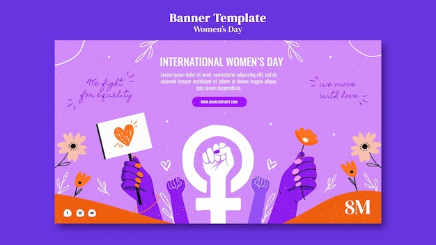 Modelo de design de banner para o dia da mulher