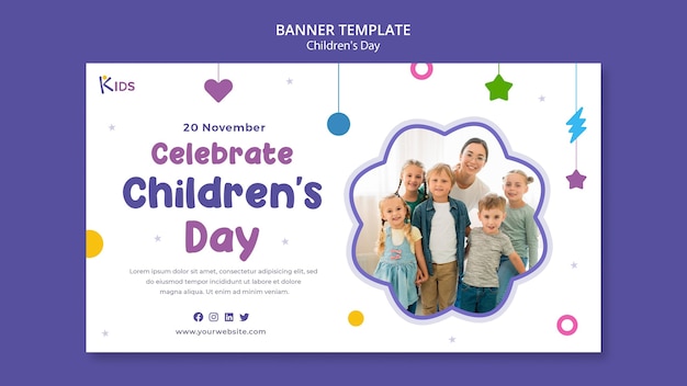 PSD grátis modelo de design de banner para o dia das crianças
