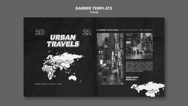 Modelo de design de banner para viagens urbanas