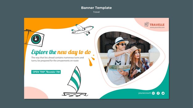 Modelo de design de banner para viagens