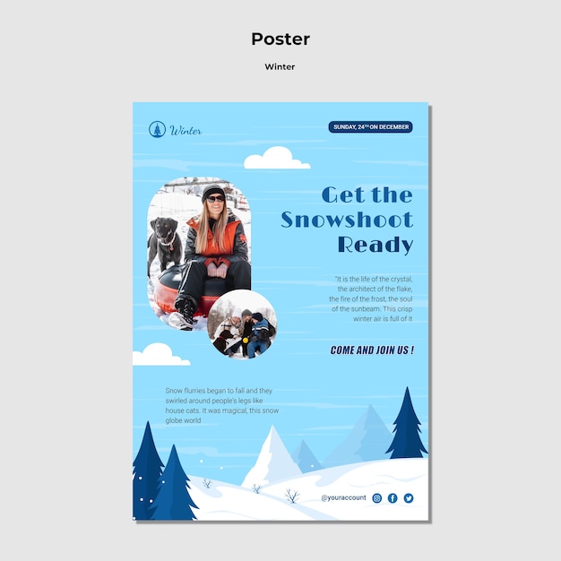 PSD grátis modelo de design de cartaz de inverno