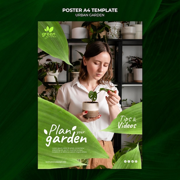 PSD grátis modelo de design de cartaz de jardim urbano