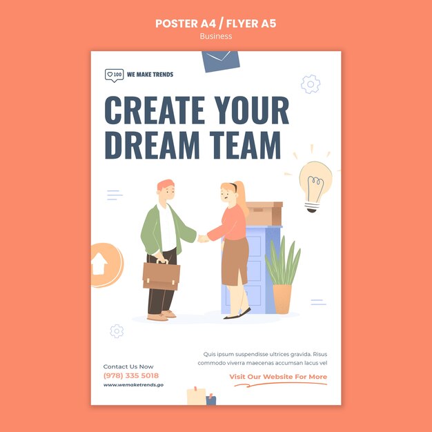 Modelo de design de cartaz de negócios de design plano