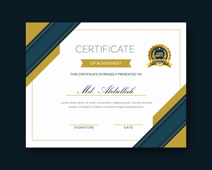 PSD grátis modelo de design de certificado criativo e elegante moderno