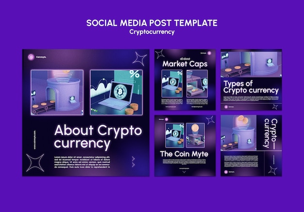 Modelo de design de criptomoeda de postagem em mídia social