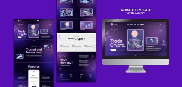 PSD grátis modelo de design de criptomoeda do site