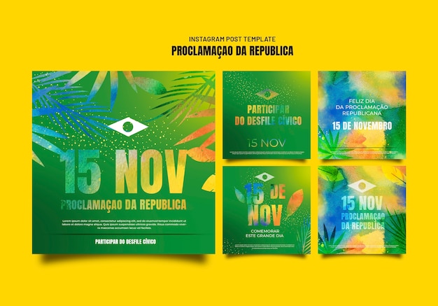 PSD grátis modelo de design de design plano do dia da independência do brasil