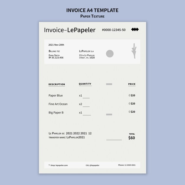 Modelo de design de fatura de textura de papel
