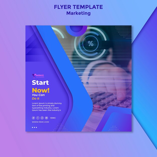 Modelo de design de folheto de marketing gradiente