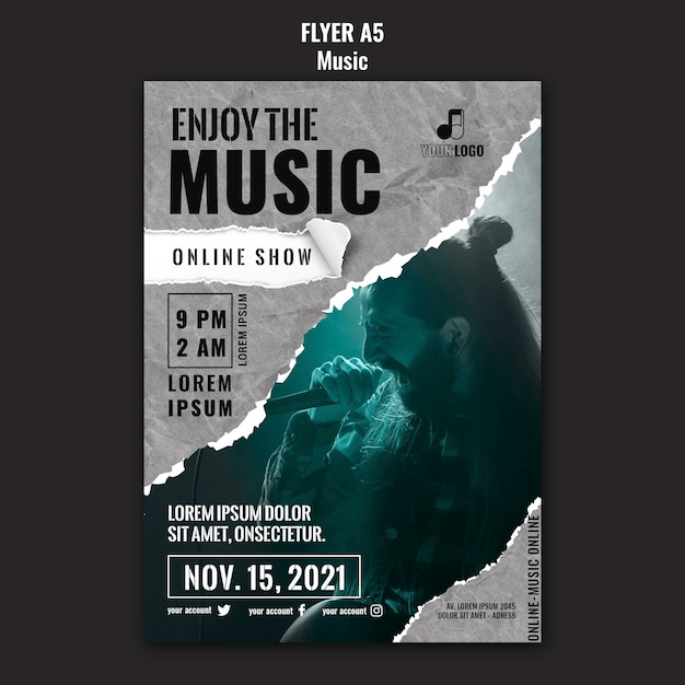 Modelo de design de folheto de música