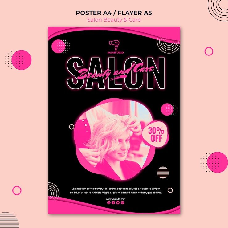 PSD grátis modelo de design de folheto de salão de beleza e cuidados