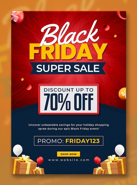 PSD grátis modelo de design de folheto super promoção black friday