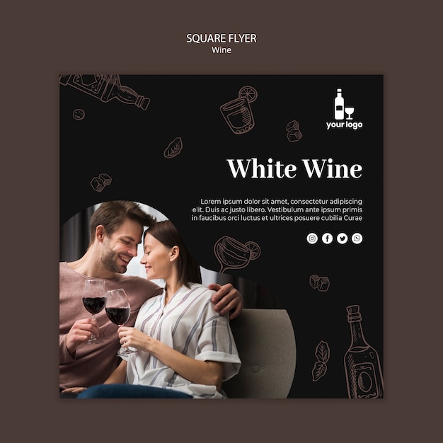 PSD grátis modelo de design de folheto vinho