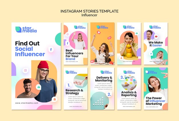 Modelo de design de histórias do instagram de influenciador