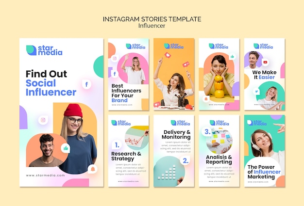Modelo de design de histórias do instagram de influenciador