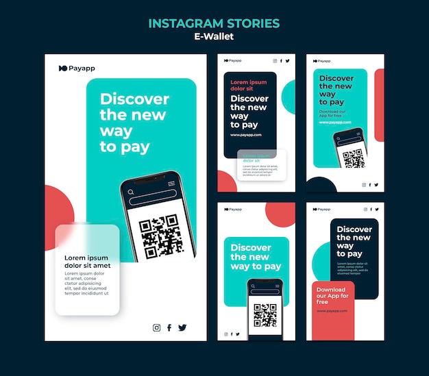 PSD grátis modelo de design de histórias do instagram para ewallet