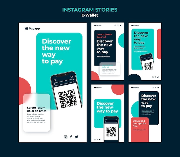 Modelo de design de histórias do instagram para ewallet